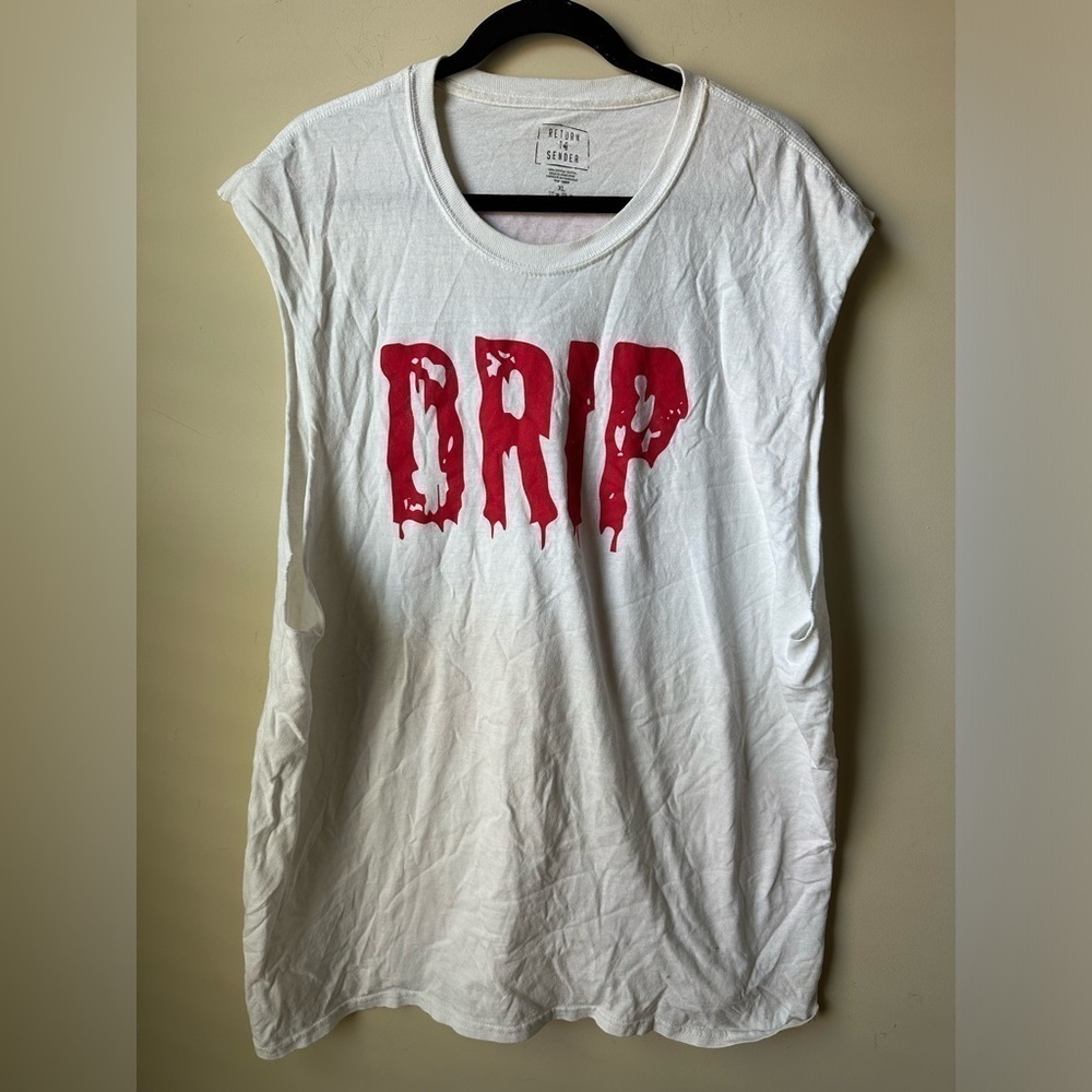 Return To Sender Drippy Red Drippin Letters Streetwear Hip Hop Tees Tops T-Shirt